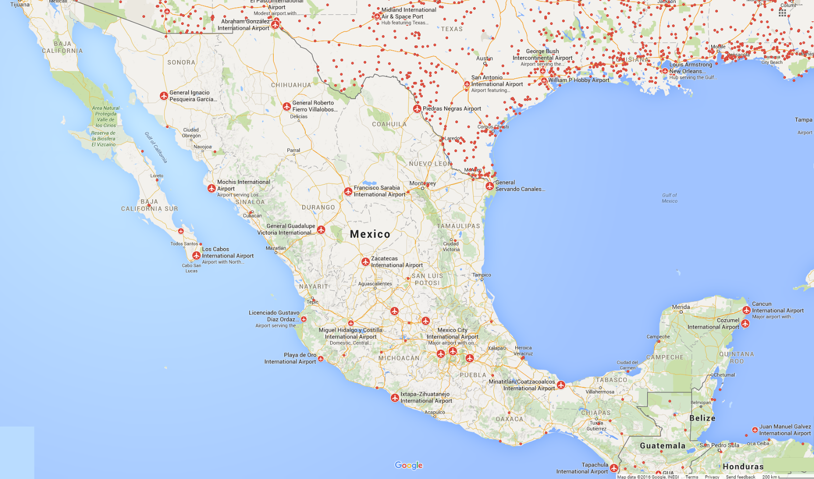 MEXICO AIRPORTS MAP